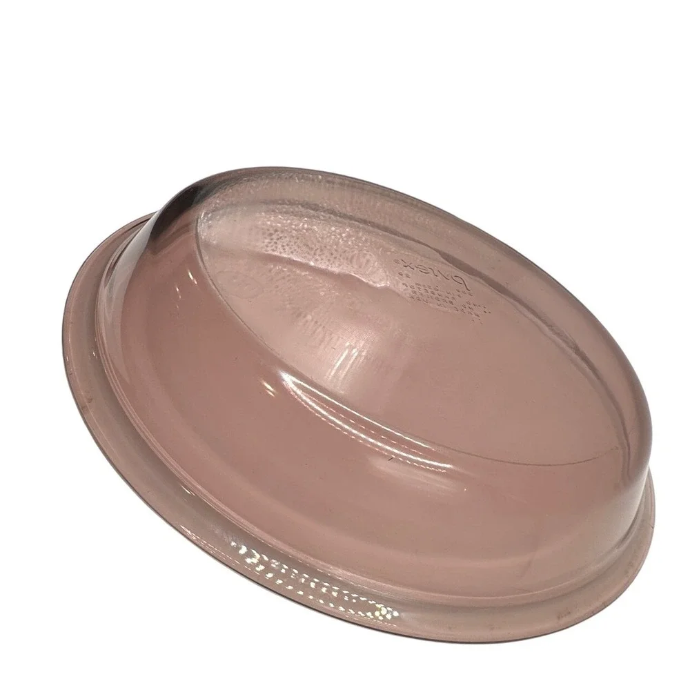 Pyrex 209 Fireside Smoked Glass‎ 9 Inch Pie Plate Pan Vintage Made in USA pink - Picture 3 of 4